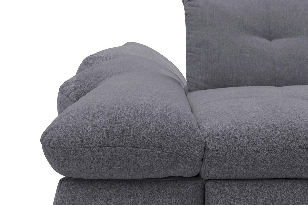 ECKSOFA Dunkelgrau Mikrofaser  - Chromfarben/Dunkelgrau, KONVENTIONELL, Textil/Metall (300/172cm) - MID.YOU