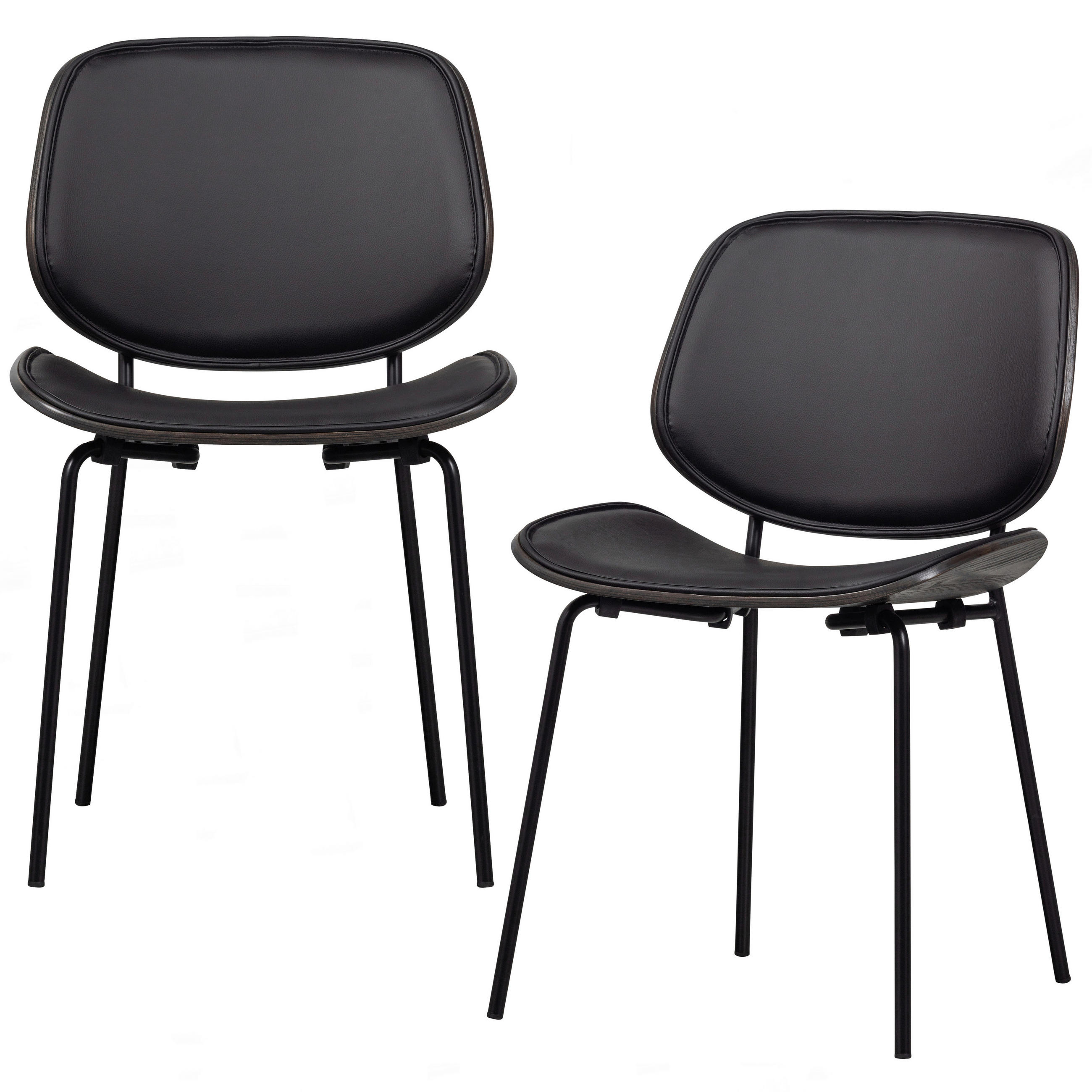 STUHL-SET 2 Stück  in Eisen Lederlook  - Schwarz, MODERN, Holz/Textil (49/80/57cm) - Livetastic