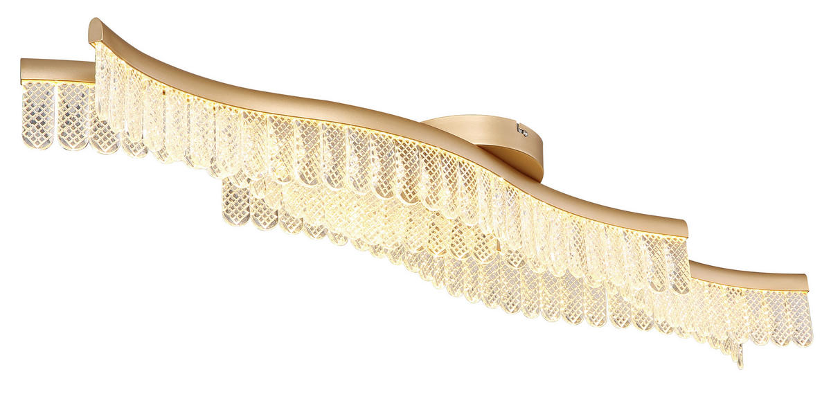 LED MENNYEZETI LÁMPA - aranyszínű/átlátszó, Design, műanyag/fém (108/18/13cm) - Globo