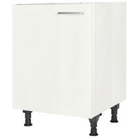 SPÜLENUNTERSCHRANK 60/87/56 cm  in Weiß Hochglanz  - Edelstahlfarben/Weiß Hochglanz, MODERN, Holzwerkstoff/Metall (60/87/56cm) - Nobilia