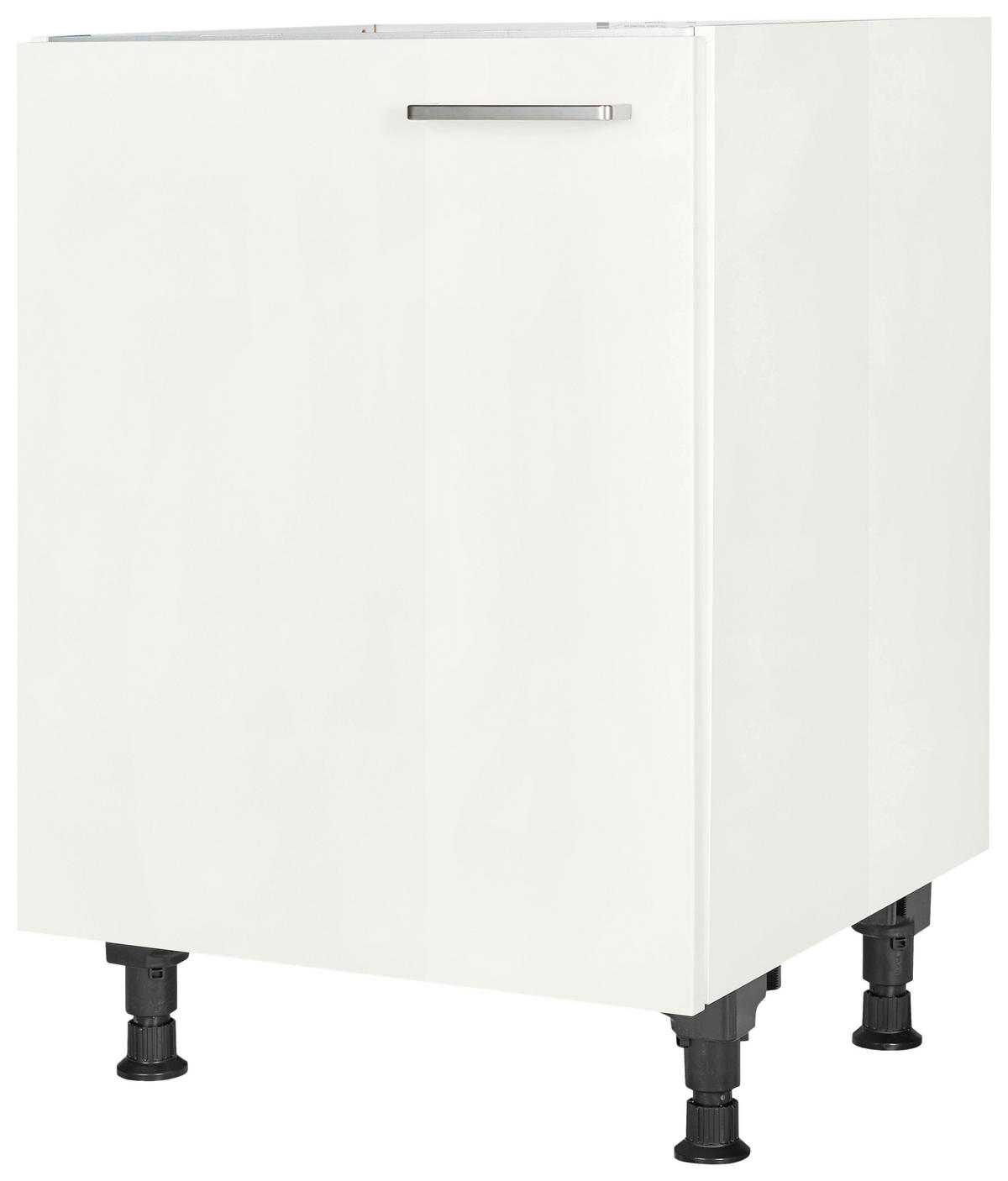 SPÜLENUNTERSCHRANK 60/87/56 cm  in Weiß Hochglanz  - Edelstahlfarben/Weiß Hochglanz, MODERN, Holzwerkstoff/Metall (60/87/56cm) - Nobilia