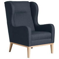 OHRENSESSEL in Flachgewebe Dunkelblau  - Naturfarben/Dunkelblau, Konventionell, Holz/Textil (66/104/78cm) - Max Winzer