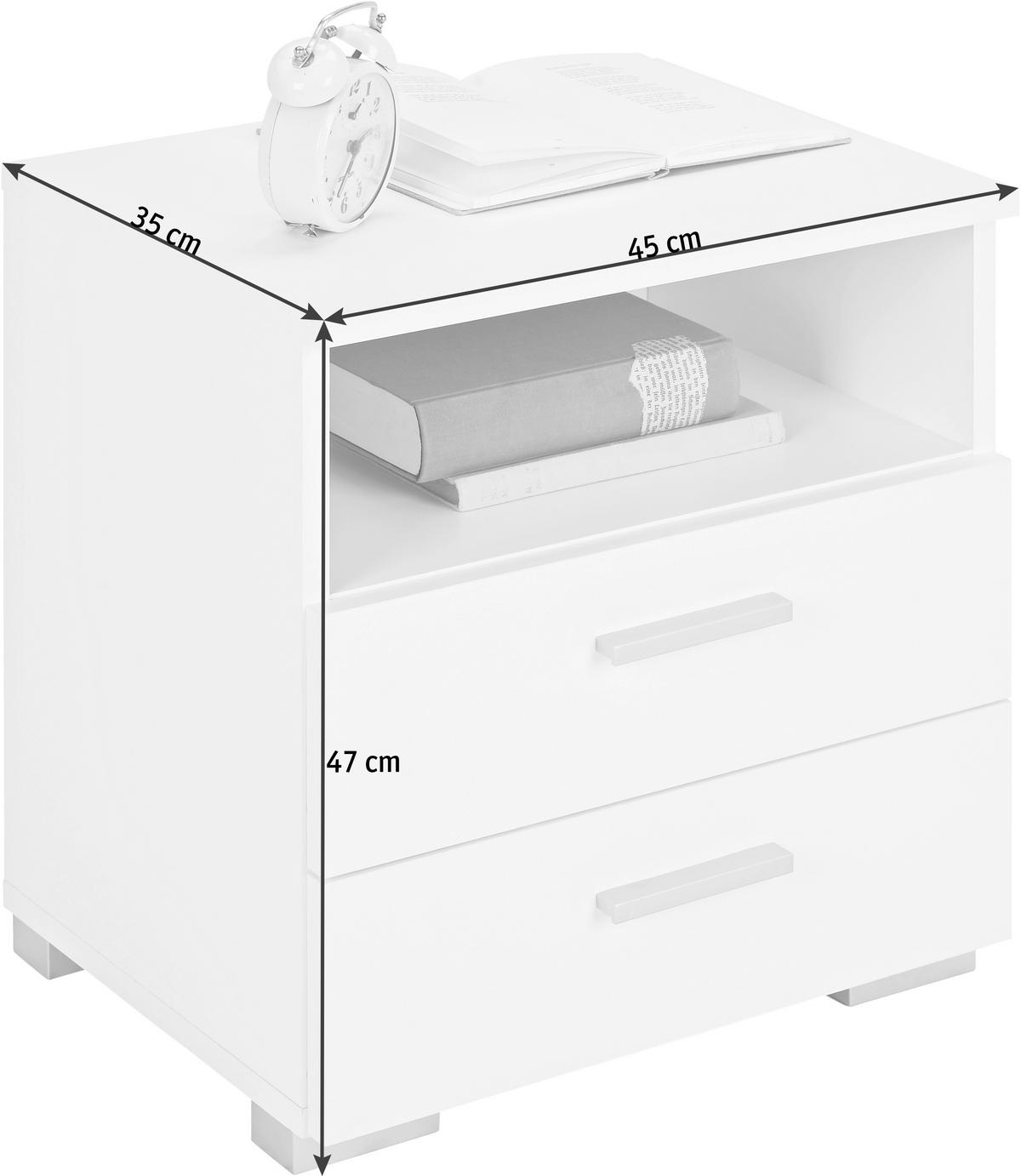 NOPTIERĂ in alb  - alb/culoare aluminiu, Konventionell, plastic/material pe bază de lemn (45/47/35cm) - Carryhome
