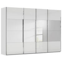 SCHWEBETÜRENSCHRANK Weiss, Seidengrau  - Chromfarben/Weiss, Design, Glas/Holzwerkstoff (316/223/68cm) - Novel