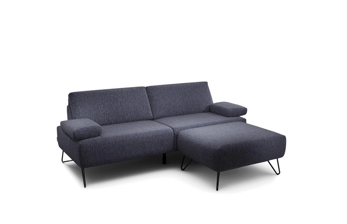 2,5-SITZER Chenille Blau  - Blau/Schwarz, Design, Textil/Metall (204-234/85/86-94cm) - SENSOO