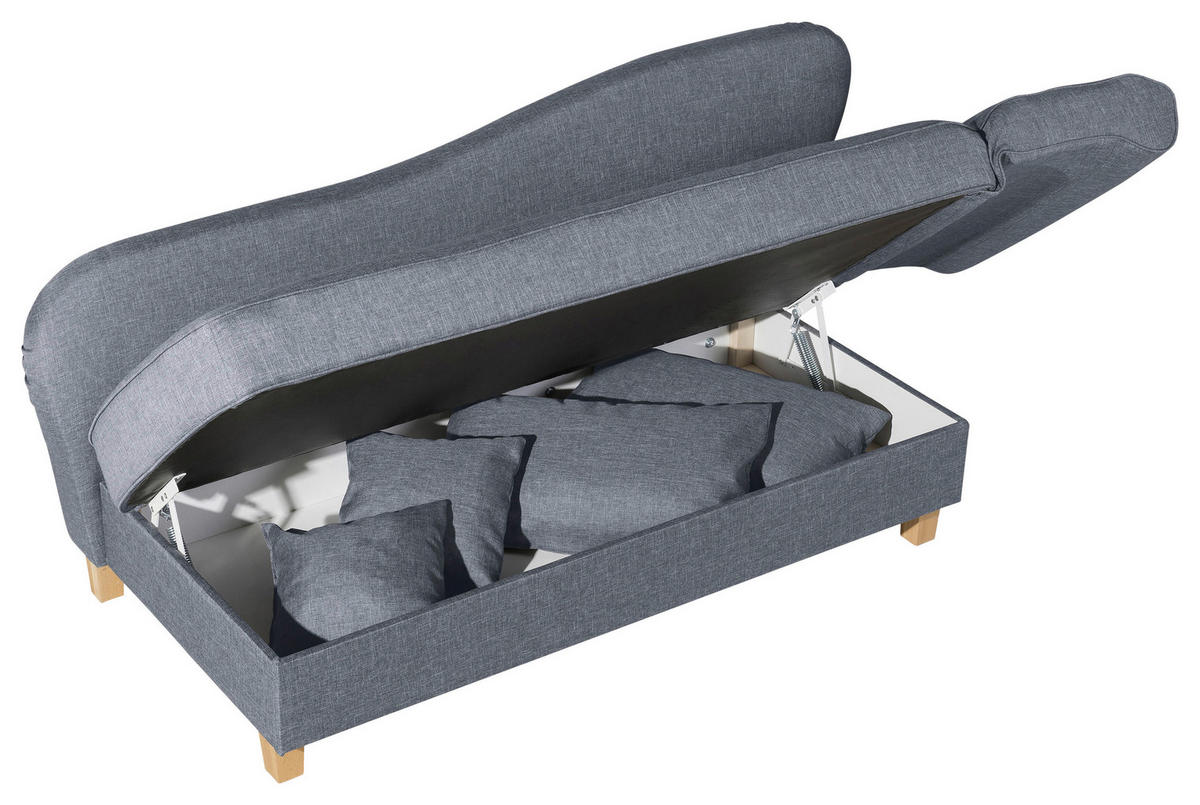 RÉCAMIERE Blau Flachgewebe  - Blau/Buchefarben, Design, Holz/Textil (190/88/82cm) - Max Winzer