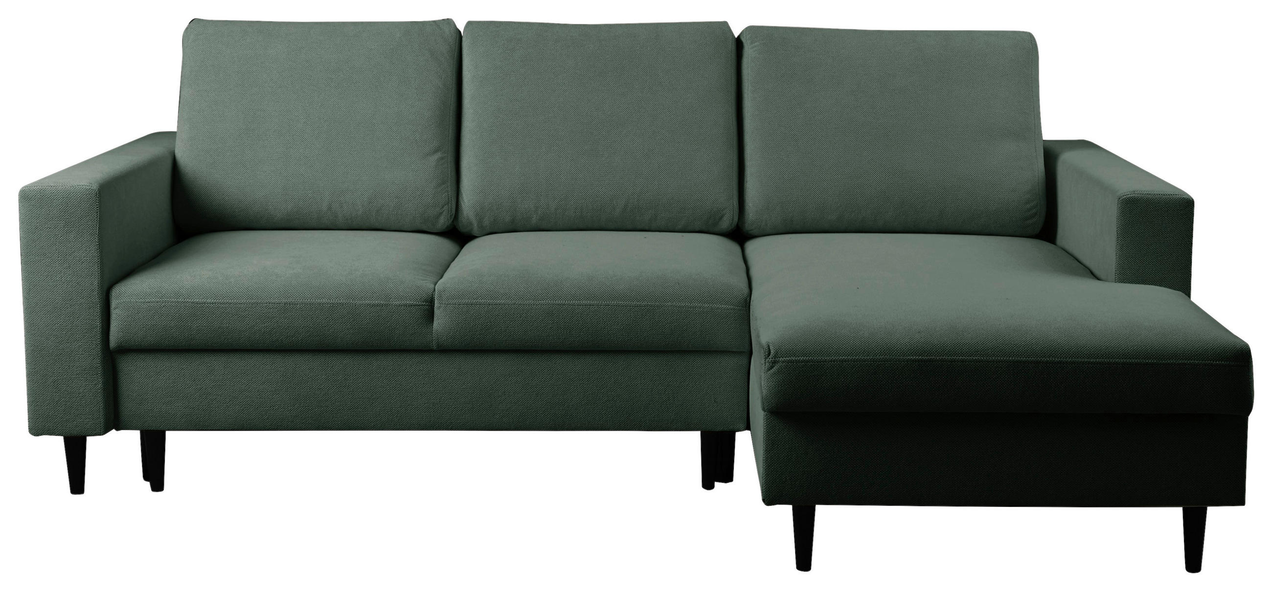 ECKSOFA Dunkelgrün Struktur  - Dunkelgrün/Schwarz, MODERN, Holz/Kunststoff (230/145cm) - MID.YOU