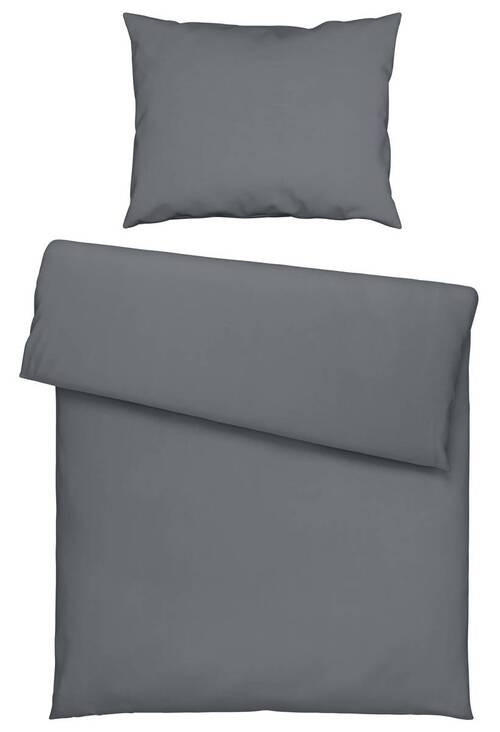 BETTWÄSCHESET Satin 160x210/65x100 cm  65 cm/100 cm  - Anthrazit, Basics, Textil (160x210/65x100cm) - Novel