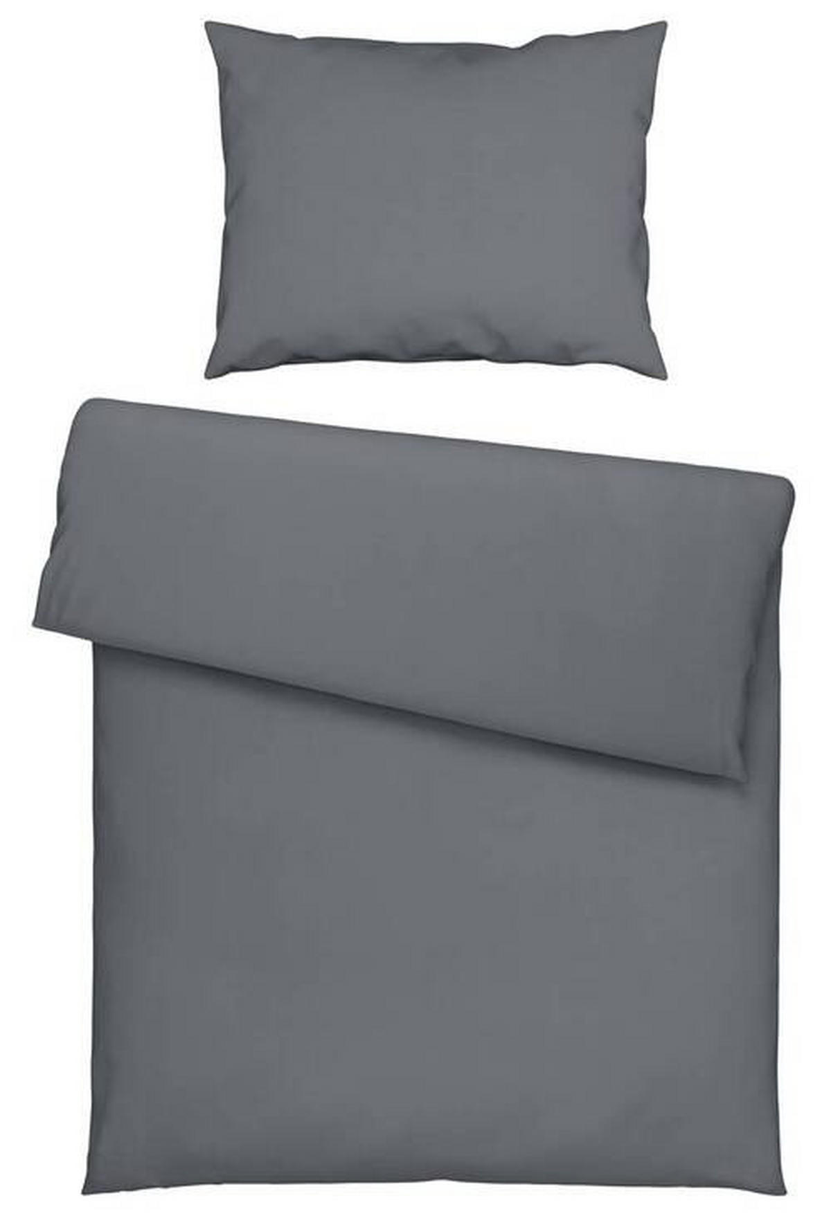 BETTWÄSCHESET Satin 200/210 cm  65 cm/100 cm  - Anthrazit, Basics, Textil (200/210cm) - Novel