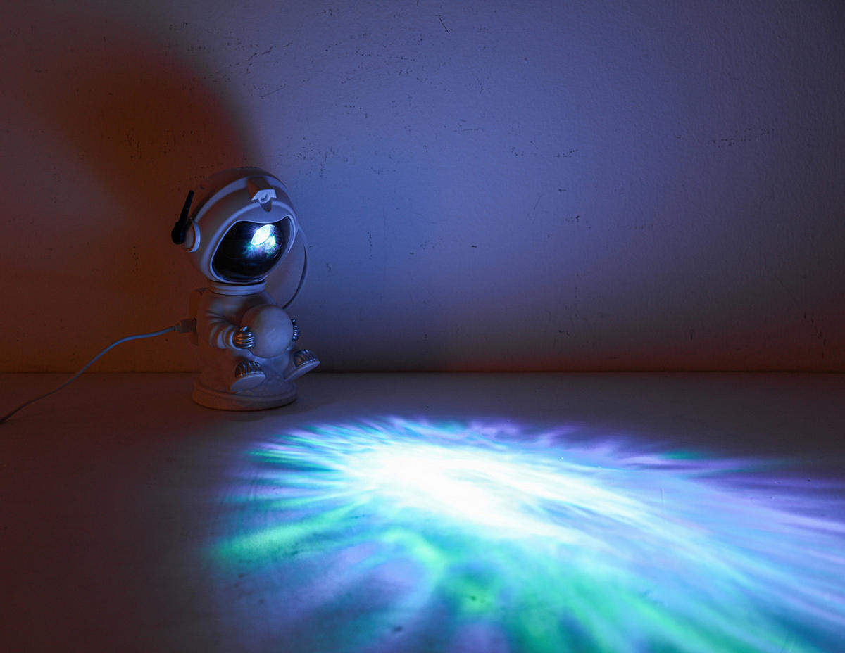 DEČJA STONA LAMPA - bela/srebrna, Trendi, plastika (12,5/20,5/11,5cm) - Novel