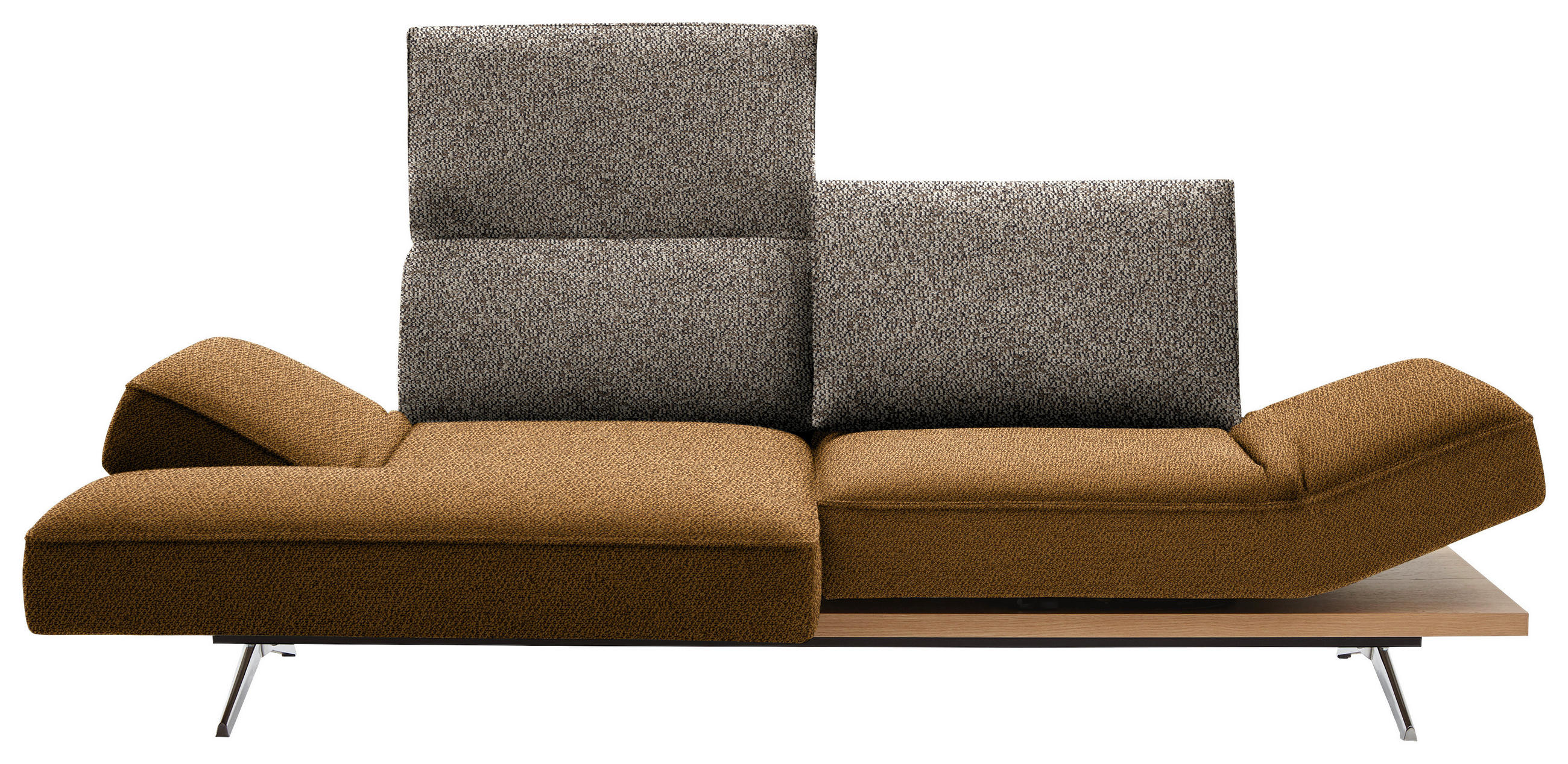 ECKSOFA in Flachgewebe Braun, Goldfarben  132/240 cm  - Chromfarben/Goldfarben, Design, Holz/Textil (132/240cm) - Koinor
