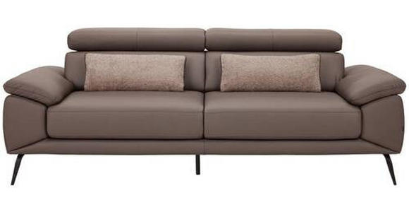 3-SITZER-SOFA Echtleder Braun - Schwarz/Braun, Design, Leder/Textil (233/86-103/104cm) - Novel