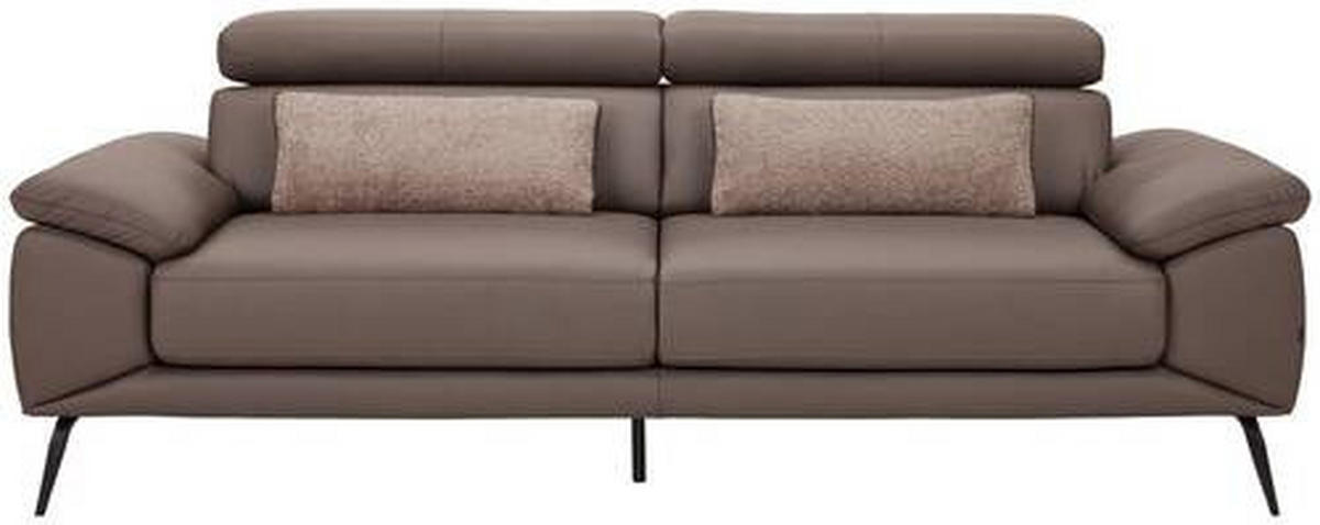 3-SITZER-SOFA Echtleder Braun  - Schwarz/Braun, Design, Leder/Textil (233/86-103/104cm) - Novel