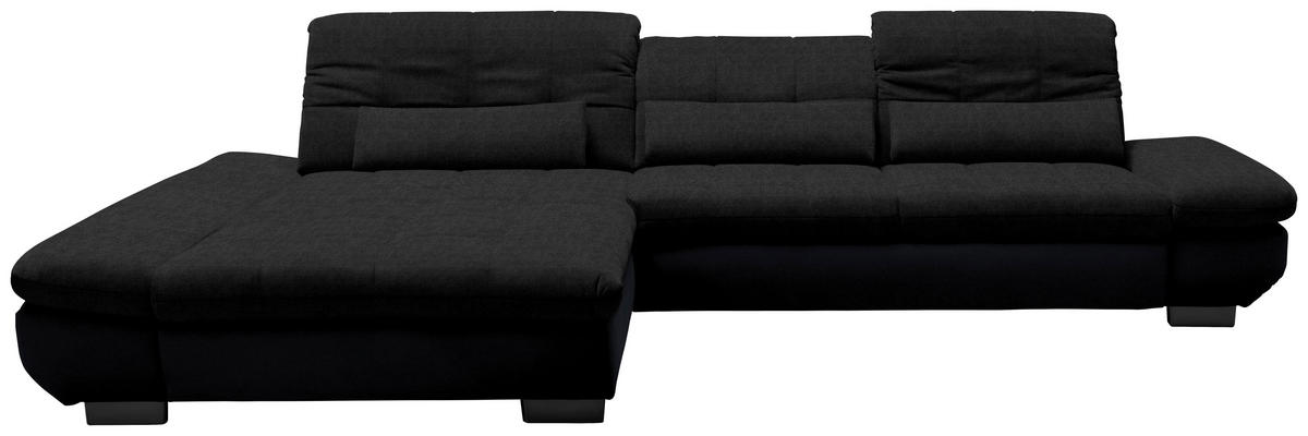 ECKSOFA in Mikrofaser Graphitfarben  204/341 cm  - Schwarz/Graphitfarben, Design, Textil/Metall (204/341cm) - Xora