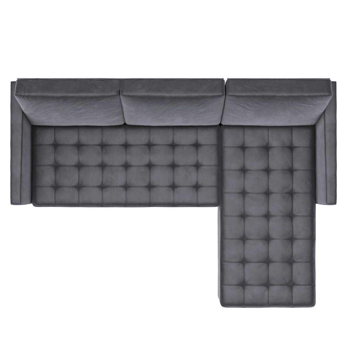 ECKSOFA PALERMO in Velours Anthrazit  - Anthrazit/Schwarz, Basics, Kunststoff/Textil (213/154cm) - Livetastic
