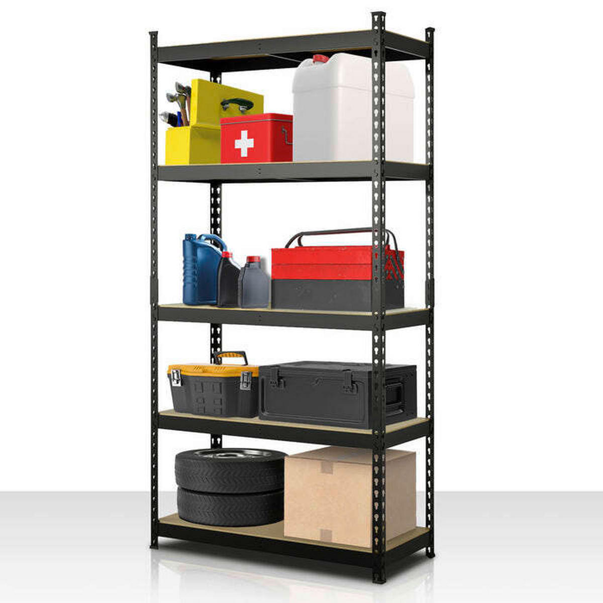 SCHWERLASTREGAL 90/180/60 cm  - Schwarz, Basics, Naturmaterialien/Metall (90/180/60cm) - Floordirekt