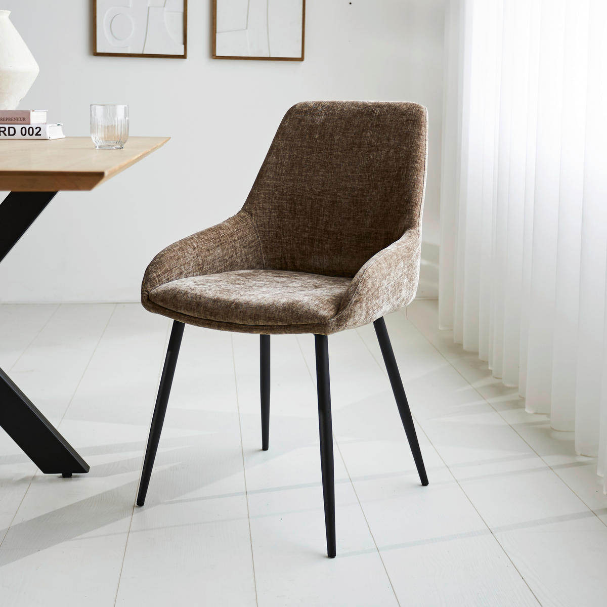 SADA STOLIČIEK 2 kus - hnedá/čierna, Modern, kov/textil (52/86/44cm) - MID.YOU