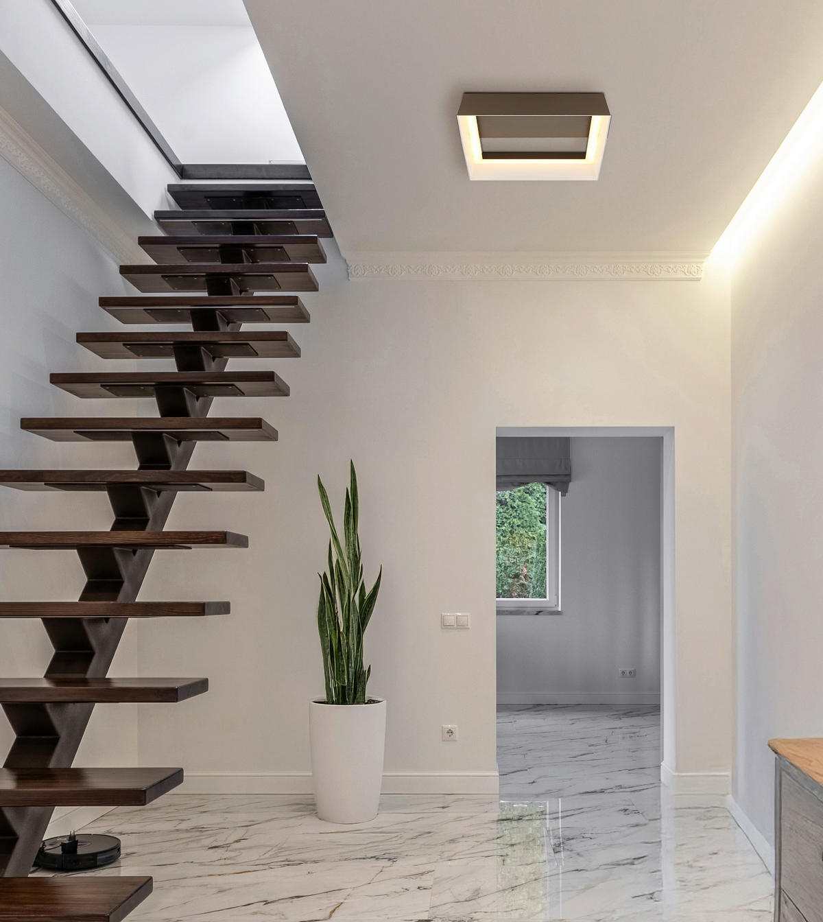 STROPNÍ LED SVÍTIDLO, 26/24/7,5 cm - bílá/hnědá, Design, kov/plast (26/24/7,5cm) - Globo