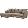 ECKSOFA Taupe Cord  - Taupe/Eichefarben, KONVENTIONELL, Holz/Textil (162/284cm) - Carryhome