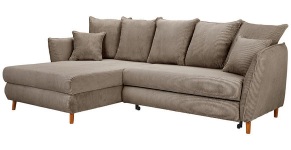 ECKSOFA Taupe Cord  - Taupe/Eichefarben, KONVENTIONELL, Holz/Textil (162/284cm) - Carryhome