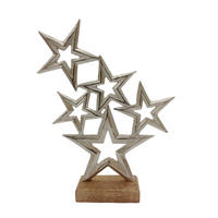 DEKORAČNÁ HVIEZDA - prírodná farba/strieborná, Lifestyle, kov/drevo (22/29/5cm) - X-Mas