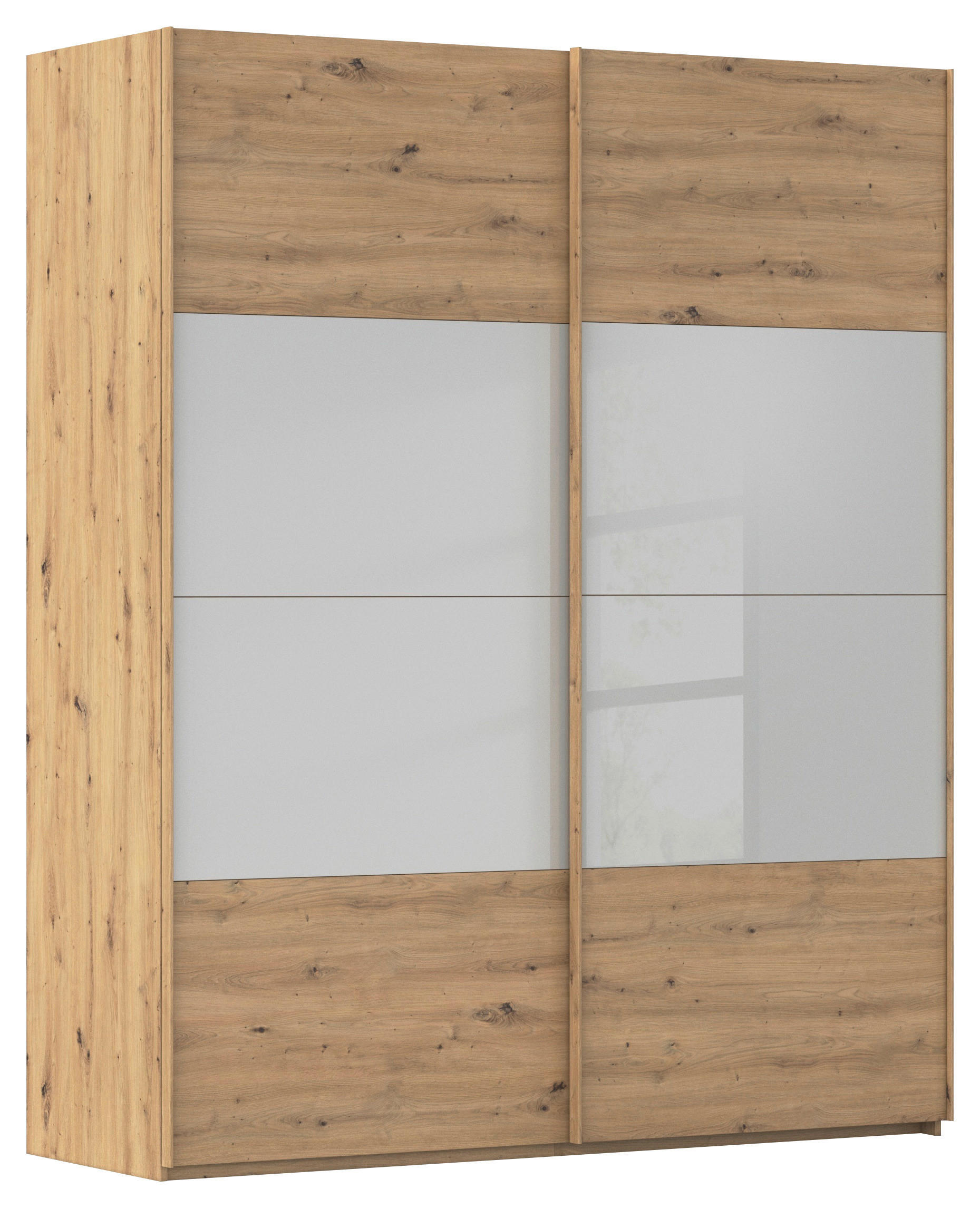 SCHWEBETÜRENSCHRANK - Eichefarben/Seidengrau, Design, Glas/Holzwerkstoff (181/223/68cm) - Xora