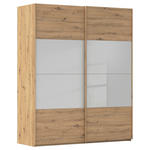 SCHWEBETÜRENSCHRANK 181/223/68 cm 2-türig Eiche Artisan, Seidengrau  - Eichefarben/Seidengrau, Design, Glas/Holzwerkstoff (181/223/68cm) - Xora