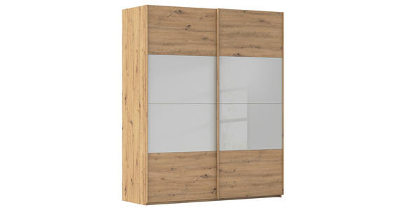 SCHWEBETÜRENSCHRANK 181/223/68 cm 2-türig Eiche Artisan, Seidengrau  - Eichefarben/Seidengrau, Design, Glas/Holzwerkstoff (181/223/68cm) - Xora