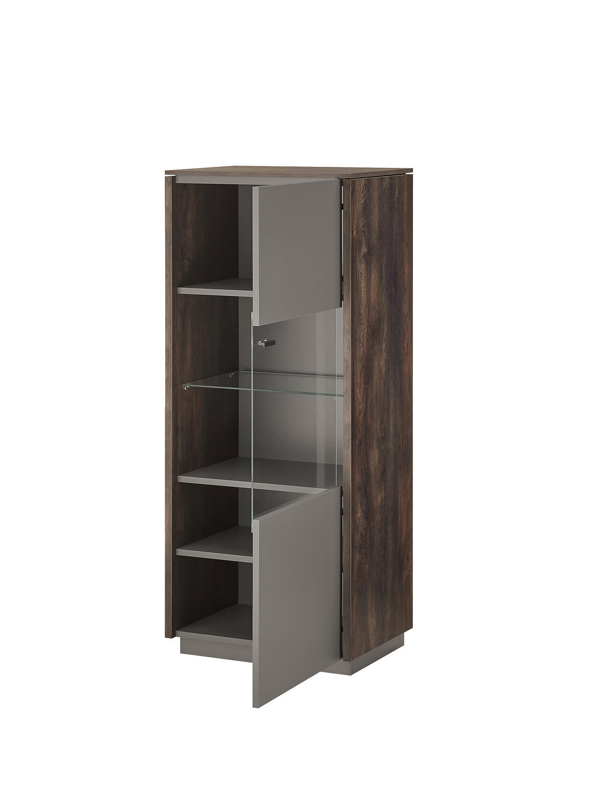 VITRINE in Anthrazit, Eichefarben  - Eichefarben/Anthrazit, Design, Glas/Holzwerkstoff (55/130/40cm) - MID.YOU
