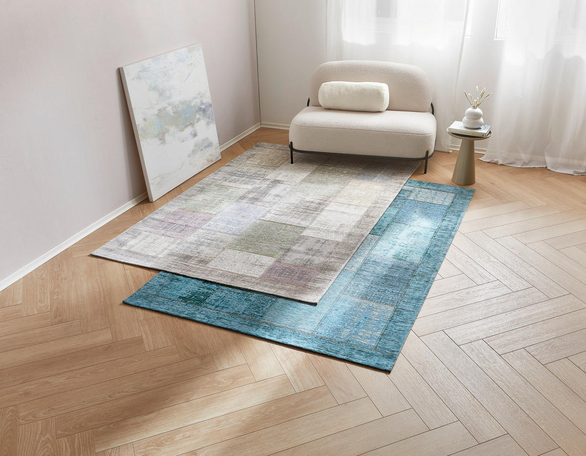 FLACHWEBETEPPICH 155/230 cm Patch Türkis  - Türkis, Trend, Textil (155/230cm) - Novel