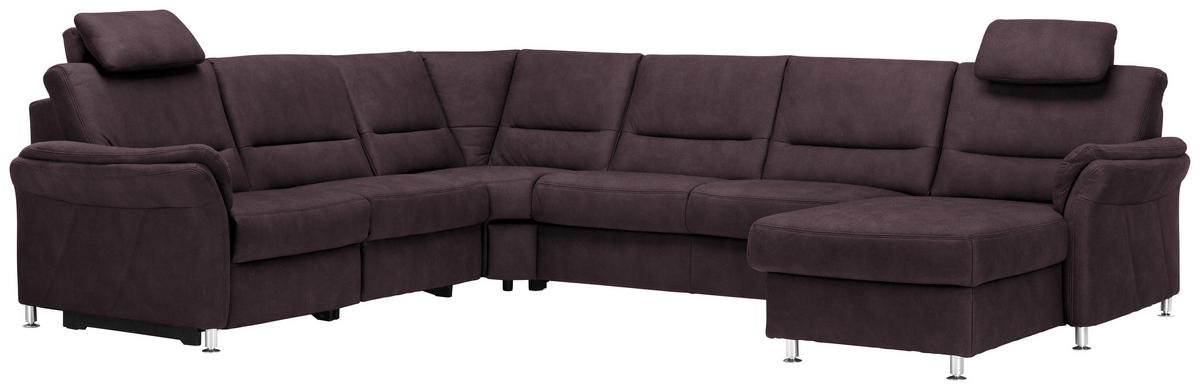 SOFFA i mikrofiber mörkbrun  - aluminiumfärg/mörkbrun, Klassisk, metall/textil (262/335/173cm) - Beldomo System