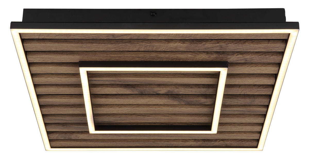 LED-DECKENLEUCHTE 45/45/6 cm   - Dunkelbraun/Schwarz, Natur, Holzwerkstoff/Kunststoff (45/45/6cm) - Globo