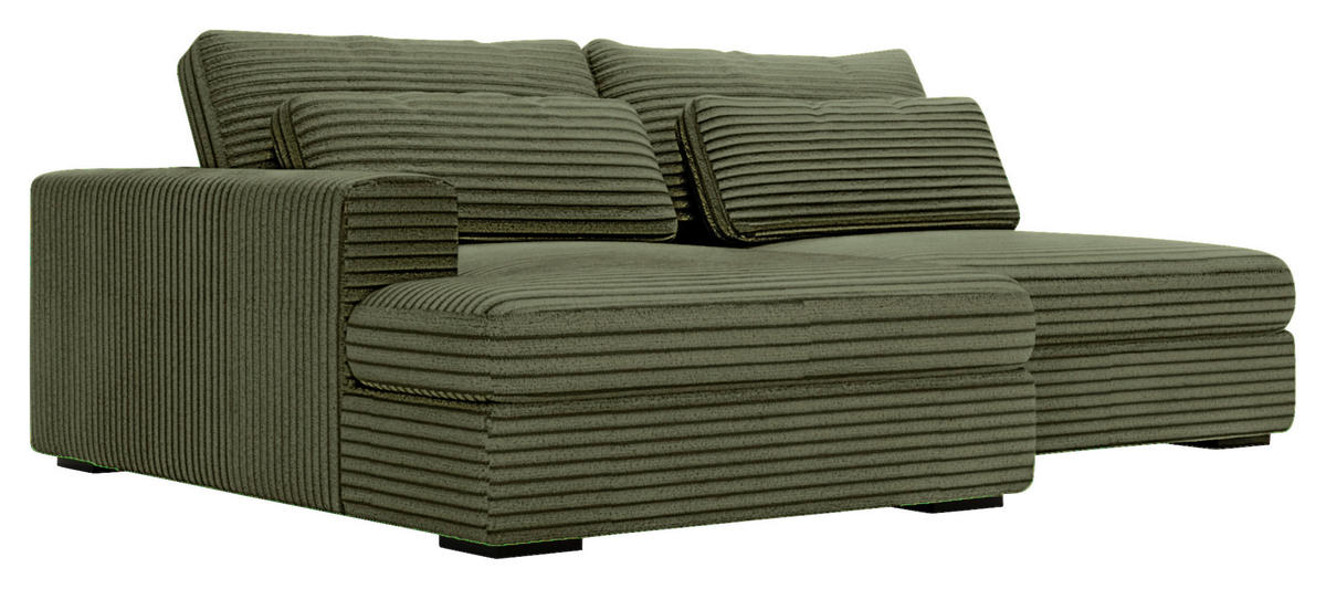 ECKSOFA Cord Grün  - Schwarz/Grün, Design, Kunststoff/Textil (158/223cm) - Lomoco