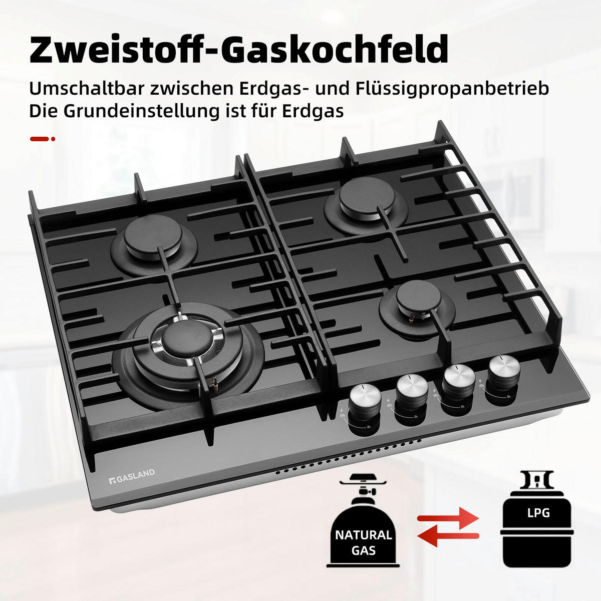GASKOCHFELD - Schwarz, Trend, Glas (58.4/51/10cm)