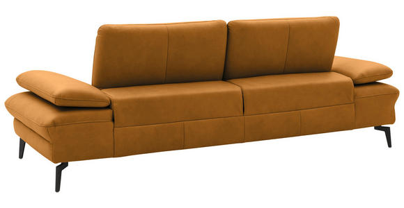 3-SITZER-SOFA Echtleder Currygelb  - Currygelb/Schwarz, Design, Leder/Metall (238/86/94cm) - Dieter Knoll