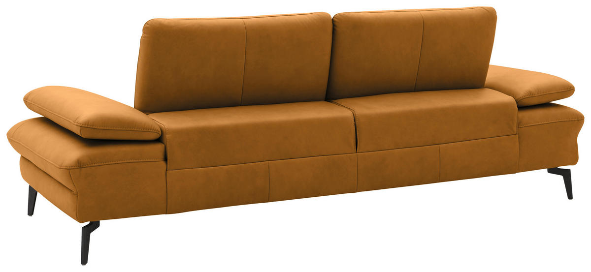 3-SITZER-SOFA in Leder Currygelb  - Currygelb/Schwarz, Design, Leder/Metall (238/86/94cm) - Dieter Knoll