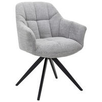 Scaun Cu Brațe din metal, textil, gri, negru - negru/gri, Design, metal/textil (61/84/62cm) - Novel