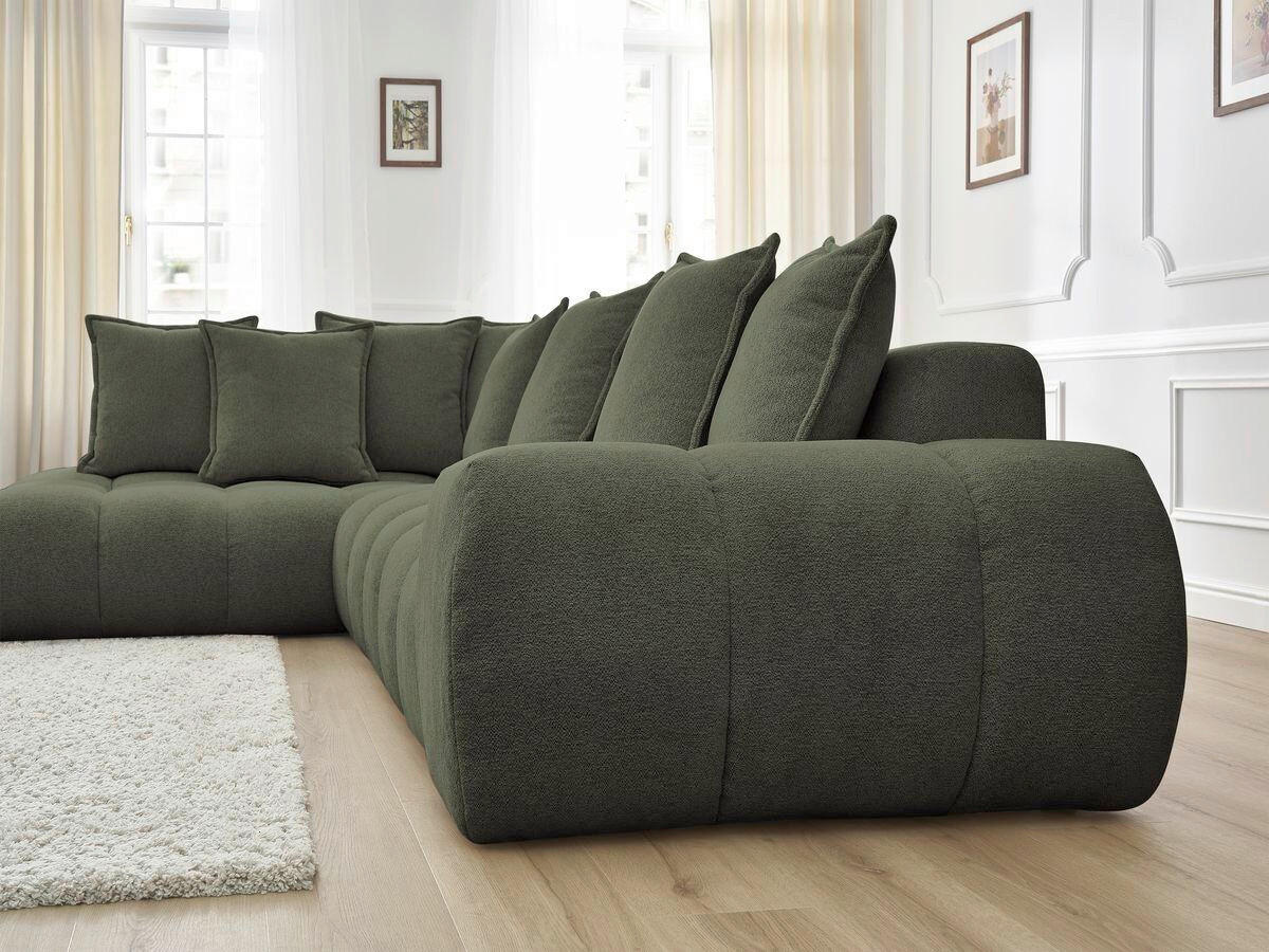 ECKSOFA Ottomane links  EVEREST Grün Flachgewebe  - Schwarz/Grün, MODERN, Kunststoff/Textil (210/352cm)