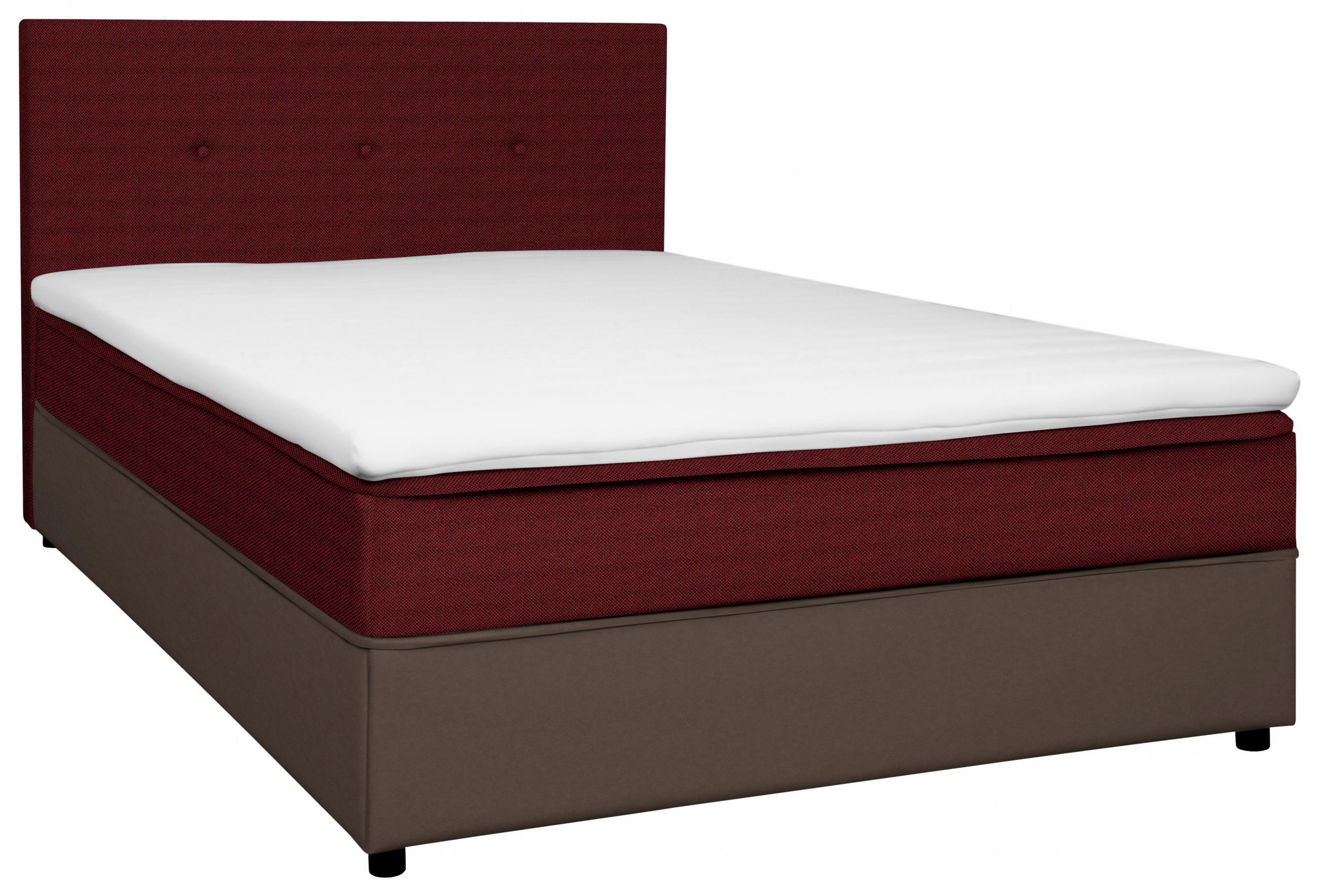 BOXBETT 180/200 cm,  in Grau, Rot, Matratze, gepolstertes Kopfteil, Topper, H2 = mittel  - Rot/Schwarz, KONVENTIONELL, Holz/Textil (180/200cm) - Boxxx