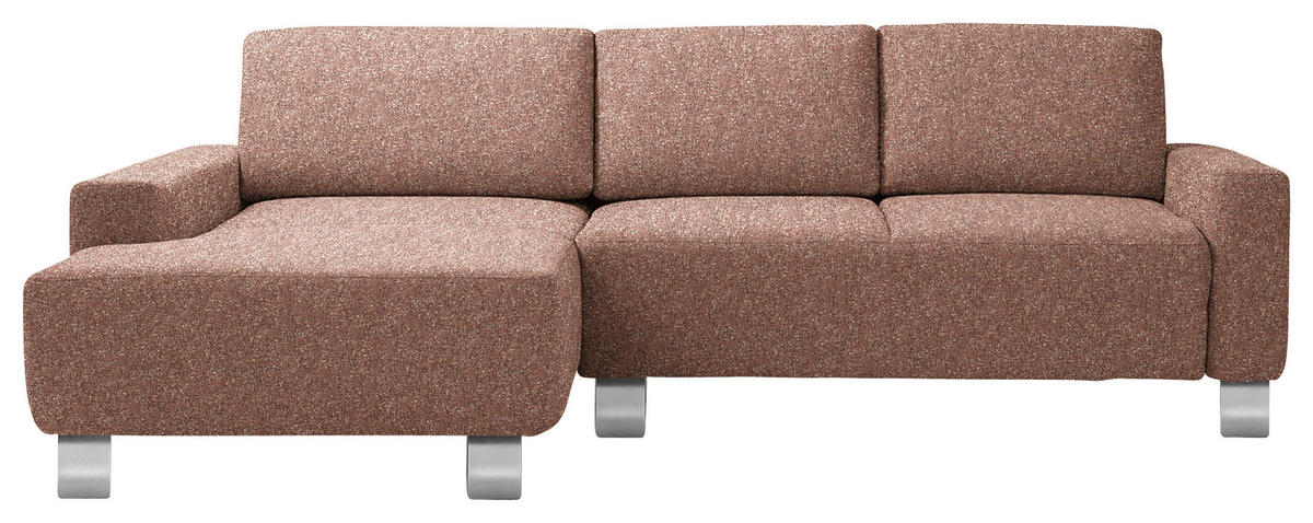 ECKSOFA  in Mikrovelours Terracotta  160/248 cm  - Terracotta/Alufarben, Design, Textil/Metall (160/248cm) - Sedda