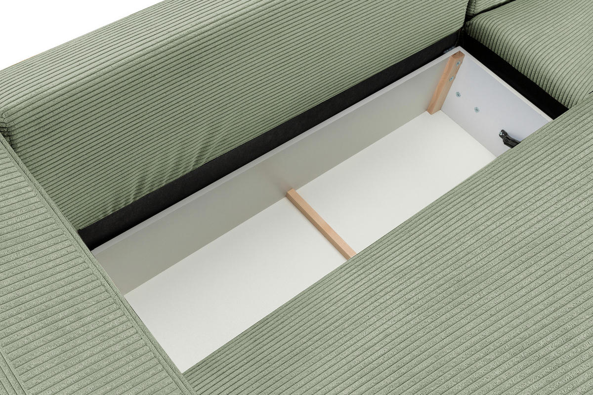 ECKSOFA  Cord Mintgrün  - Schwarz/Mintgrün, Basics, Holz/Holzwerkstoff (264/184cm) - MID.YOU