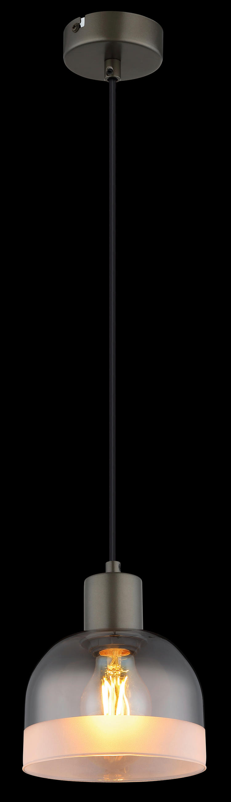 HÄNGELEUCHTE Kairo 15/120 cm  - Chromfarben/Schwarzchrom, Design, Glas/Kunststoff (15/120cm) - Globo