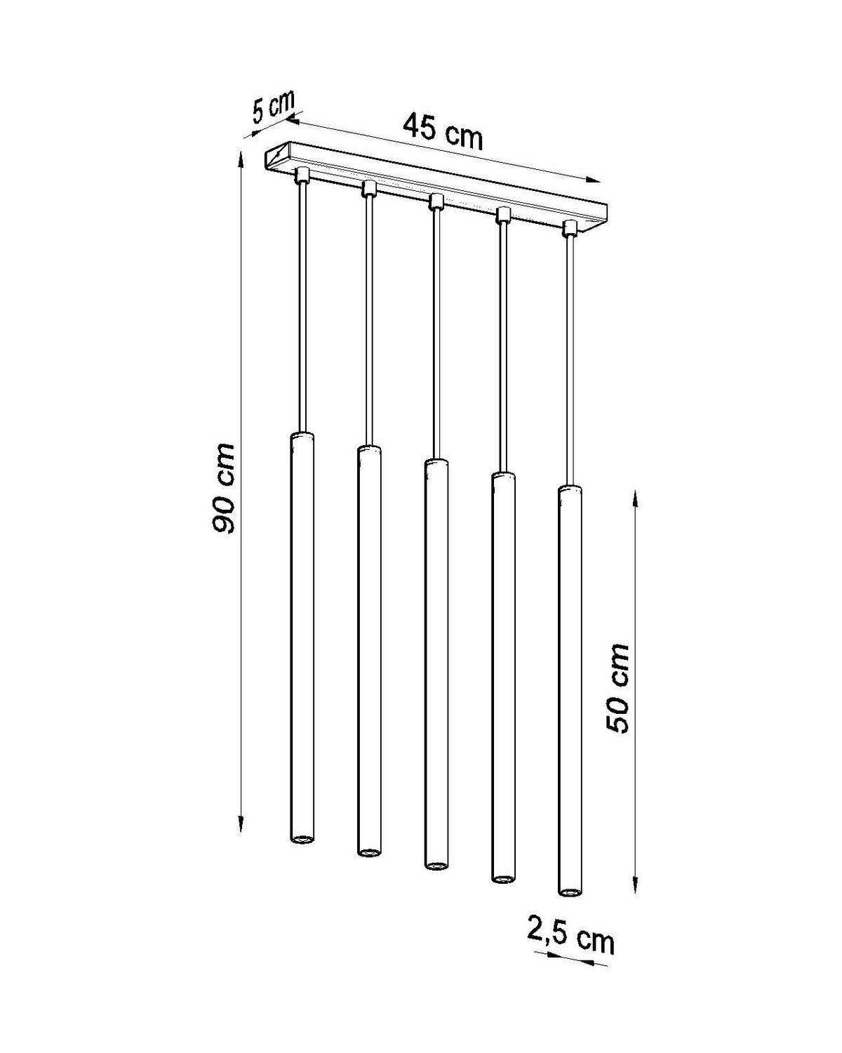 HÄNGELEUCHTE PASTELO 45/5/90 cm   - Schwarz, KONVENTIONELL, Metall (45/5/90cm)