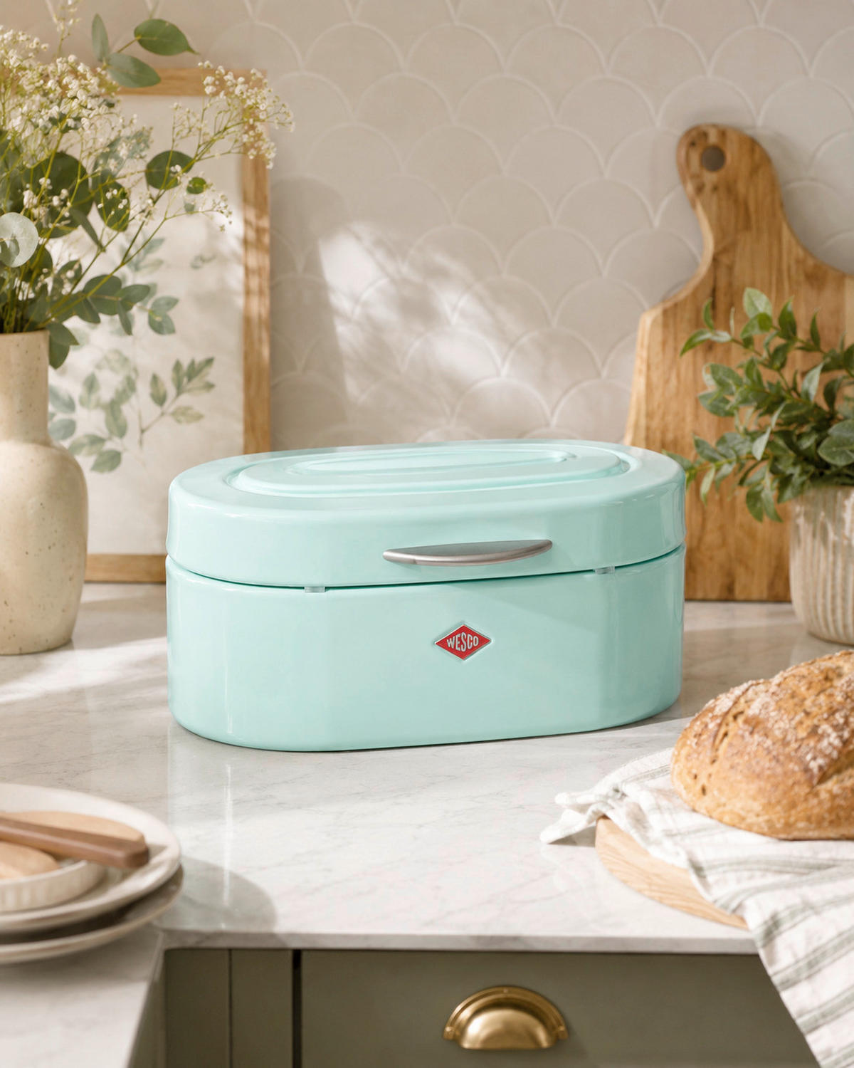BROTKASTEN - Minttürkis, KONVENTIONELL, Metall (22,5/13,6/10cm) - Wesco