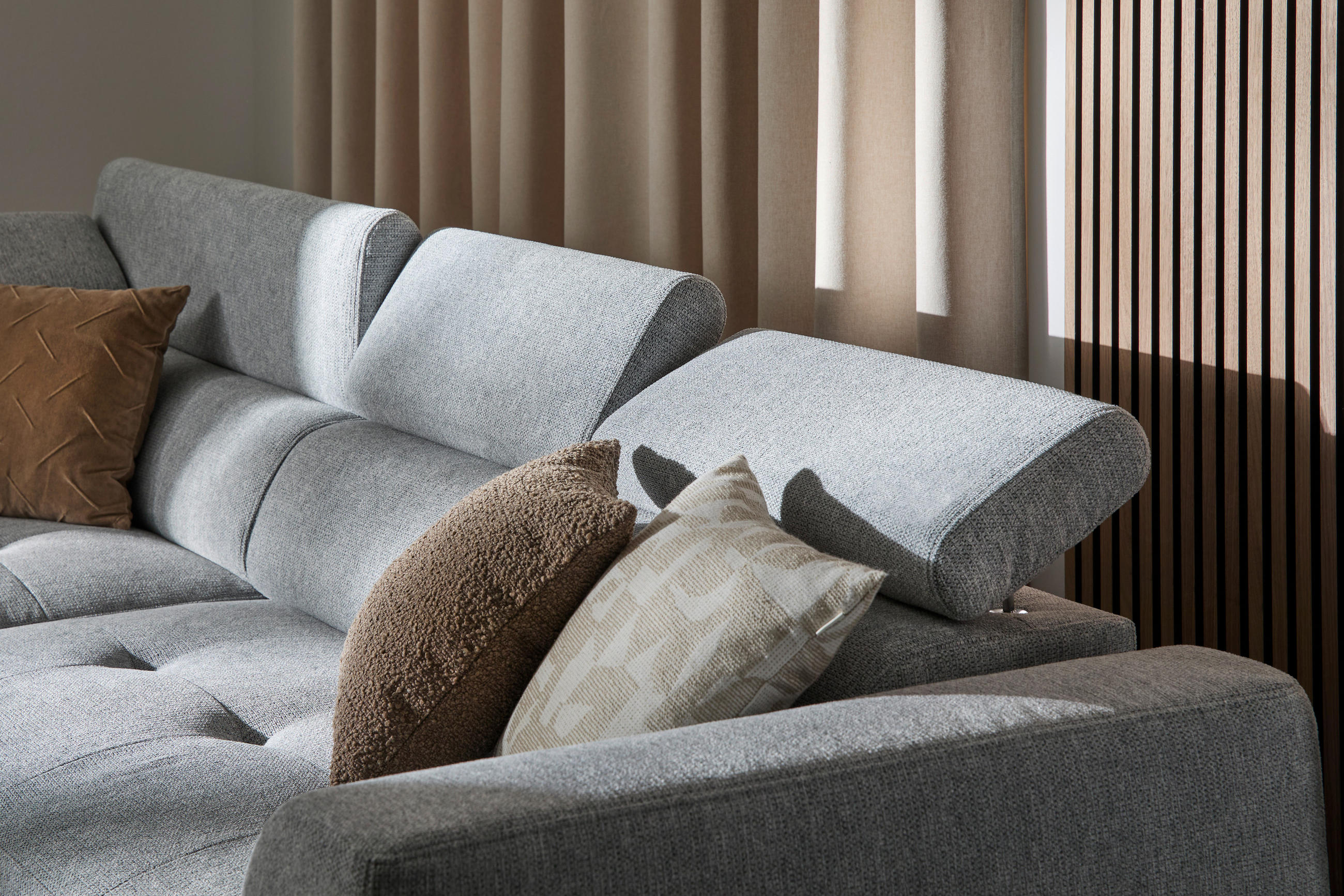 ECKSOFA Hellgrau Struktur  - Hellgrau/Schwarz, Design, Kunststoff/Textil (205/284cm) - Xora