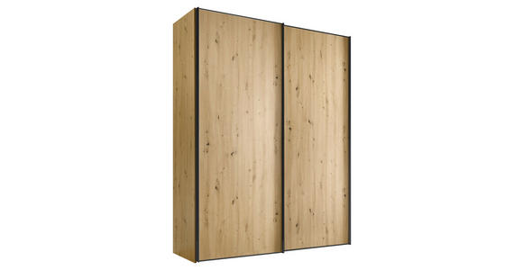 SCHWEBETÜRENSCHRANK  in Eiche Artisan  - Graphitfarben/Eiche Artisan, Design, Holzwerkstoff/Metall (200/222/68cm) - Moderano