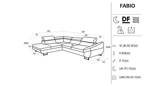 ECKSOFA Beige Webstoff - Beige/Schwarz, Design, Textil/Metall (235/280cm) - Hom`in