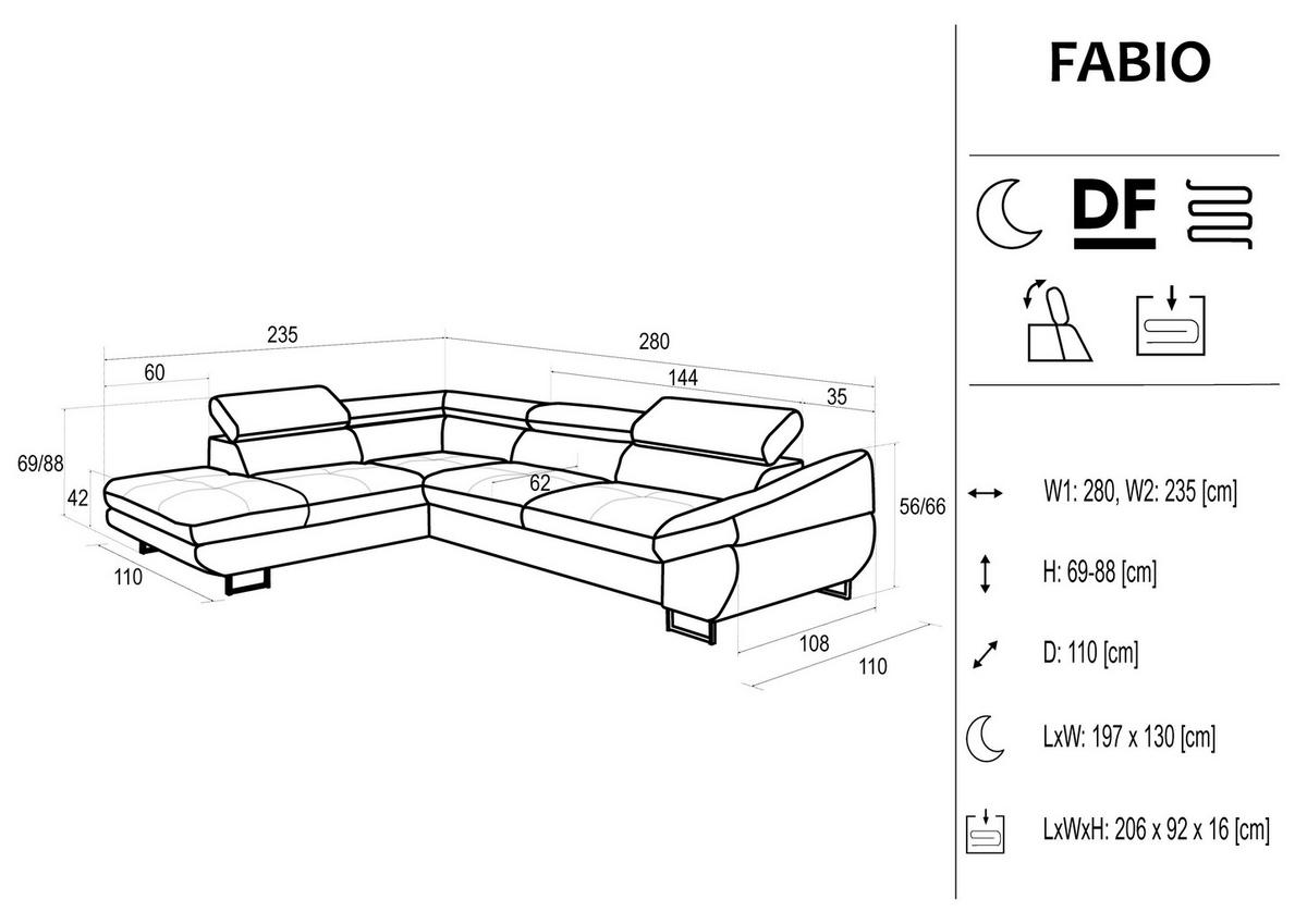 ECKSOFA in Webstoff Schwarz  - Schwarz, Design, Textil/Metall (235/280cm) - Hom`in