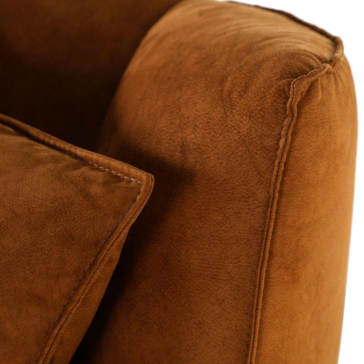 3-SITZER-SOFA TABALUGA Mikrofaser Cognac  - Cognac/Schwarz, Design, Textil/Metall (203/90/95cm) - Carryhome