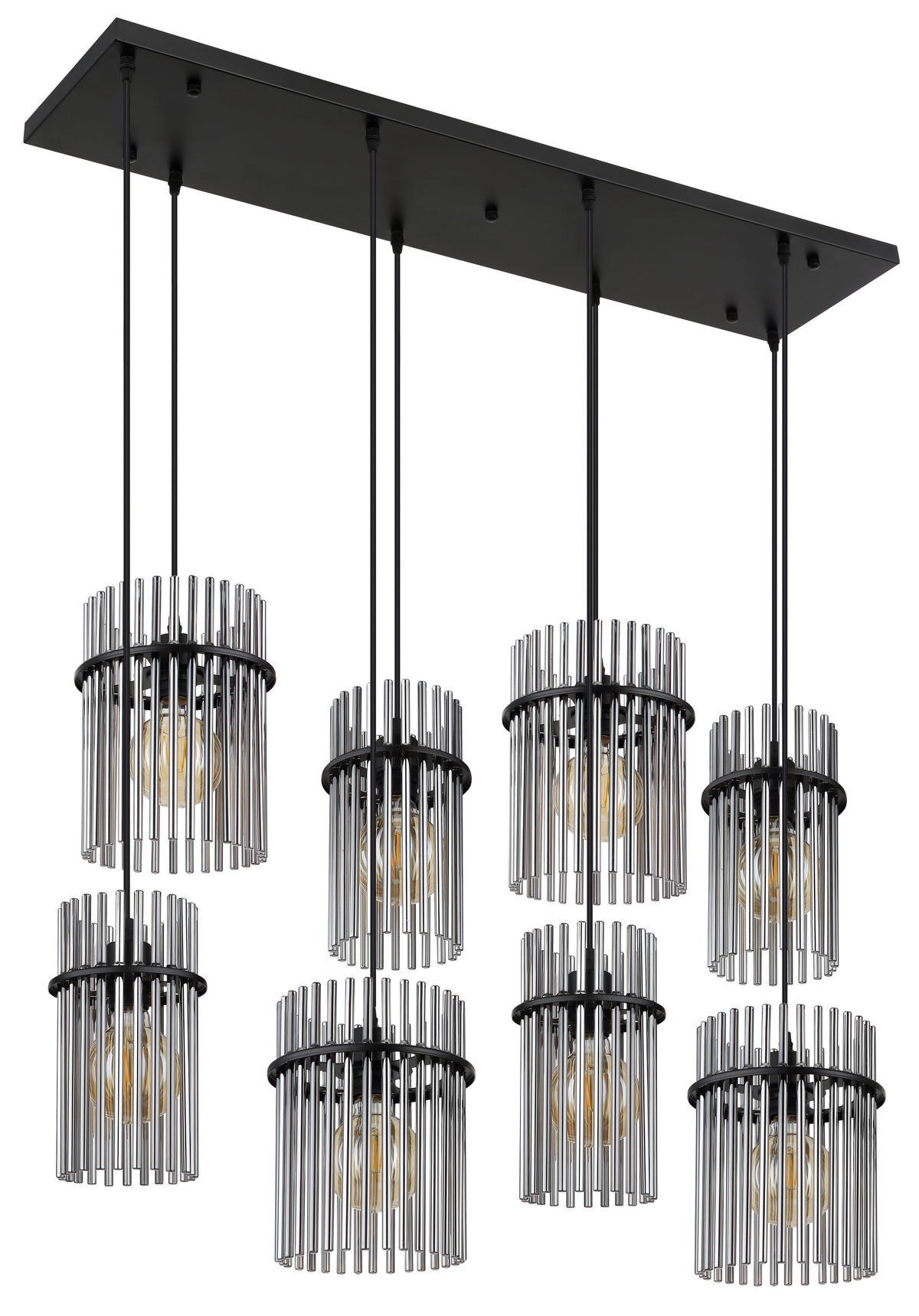 HÄNGELEUCHTE 110/38/125 cm    - Schwarz/Grau, Basics, Glas/Kunststoff (110/38/125cm) - Globo